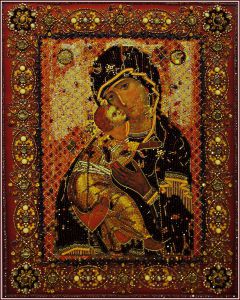 Образа в каменьях Богородица Владимирская. Храмовая икона