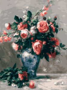 Белоснежка Ренуар. Розы в синей вазе