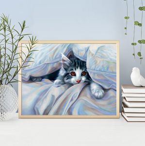 Алмазная Живопись Кот под одеялом