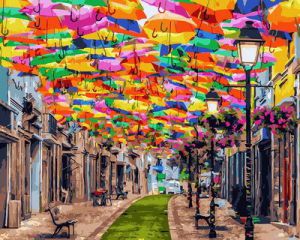 Цветной Улица зонтиков
