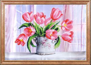 Магия канвы Розовые тюльпаны