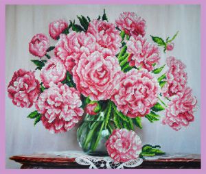 Картины Бисером Букет розовых пионов